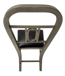 Two French Art Deco Side Chairs with Black Leather Seats, 1930s